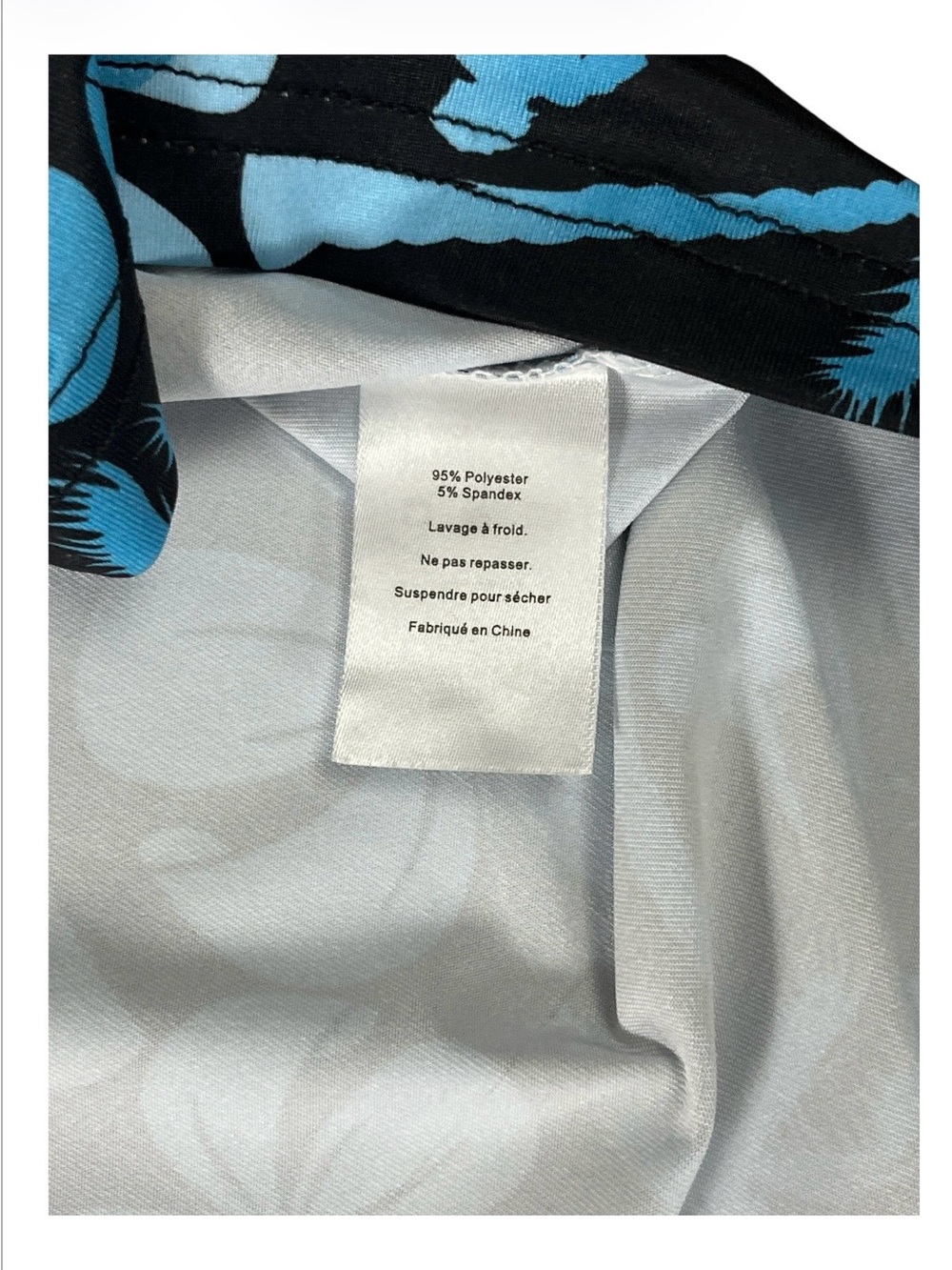 Men’s L Hawaiian Tropical Hibiscus Palm Tree Surf Polo Shirt Blue Black 23” Pit - Picture 5 of 5